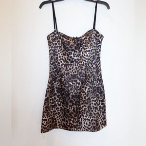 ZARA Leopard Print Satin Slip Dress Cami Mini Size Small